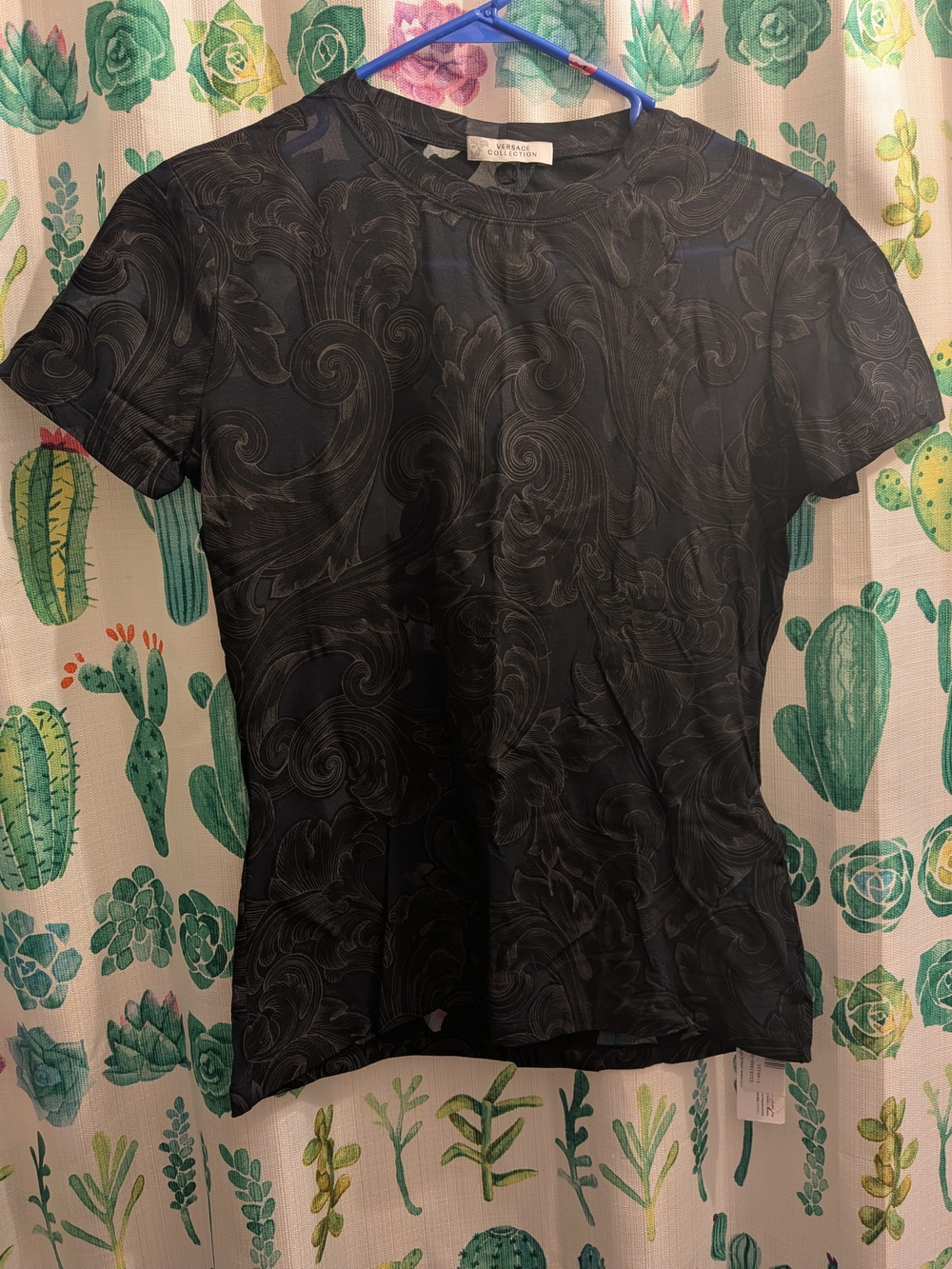Versace Black Swirl-Print Short Sleeve Tee